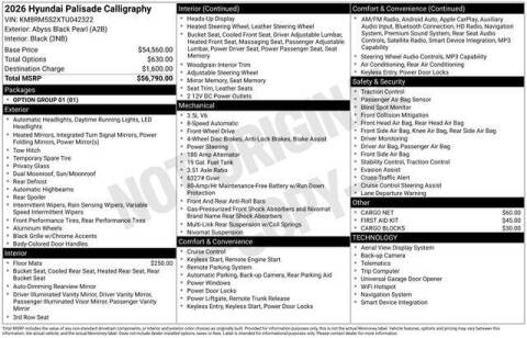2026 Hyundai Palisade Calligraphy