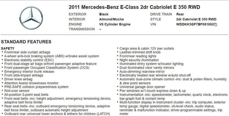 2011 Mercedes-Benz E-Class E 350