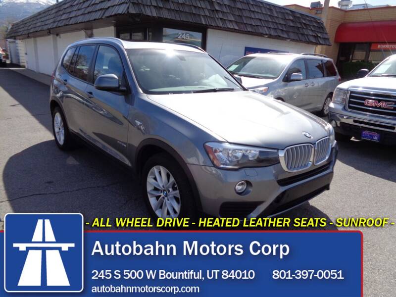 2016 BMW X3 for sale at Autobahn Motors Corp in Bountiful UT