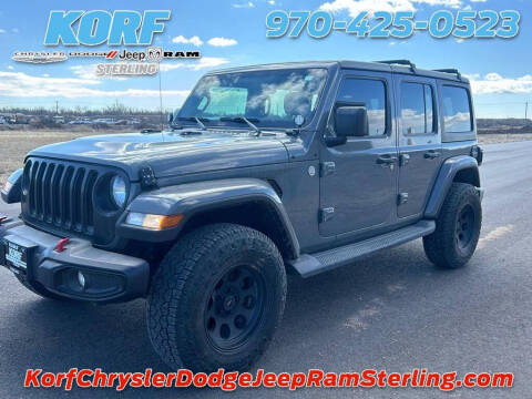 2018 Jeep Wrangler Unlimited for sale at Tony Peckham @ Korf Motors in Sterling CO