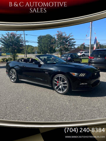 2015 Ford Mustang for sale at B & C AUTOMOTIVE SALES in Lincolnton NC