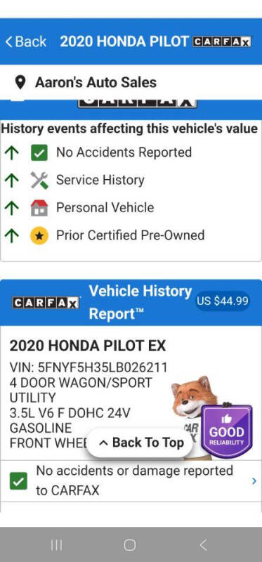 2020 Honda Pilot EX