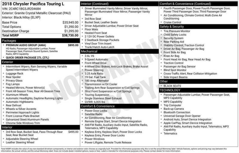 2018 Chrysler Pacifica Touring L