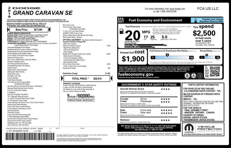 2019 Dodge Grand Caravan SE