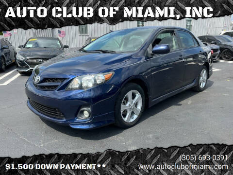 2013 Toyota Corolla for sale at AUTO CLUB OF MIAMI, INC in Miami FL