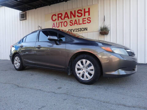 2012 Honda Civic for sale at CRANSH AUTO SALES, INC in Arlington TX