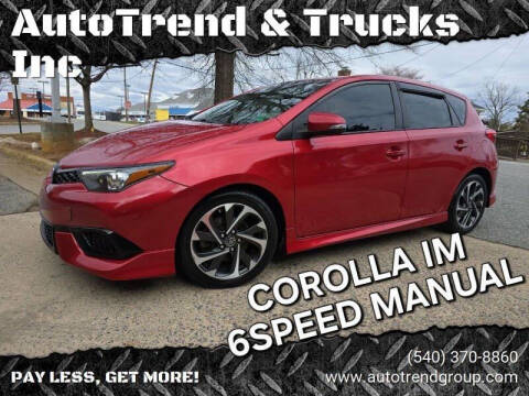 2018 Toyota Corolla iM for sale at AutoTrend & Trucks Inc in Fredericksburg VA