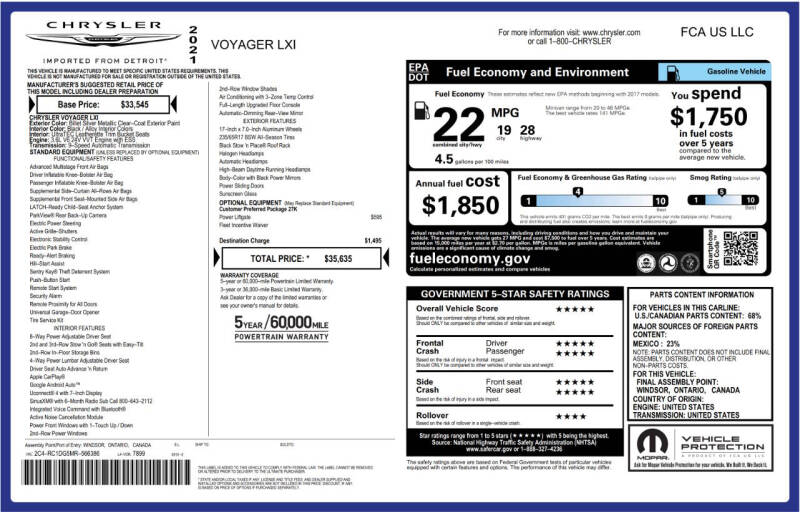2021 Chrysler Voyager LXi