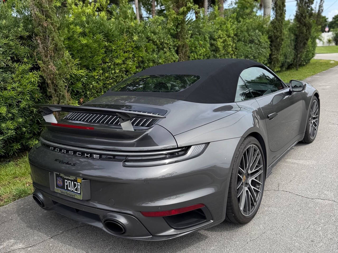 2021 Porsche 911 Turbo S AWD 2dr Cabriolet - Agate Grey Metallic exterior view 2