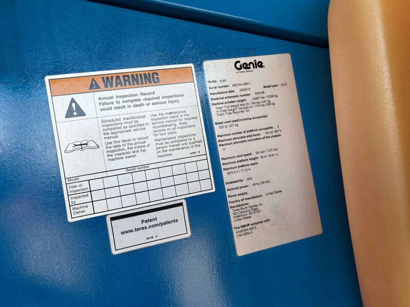 2015 Genie S-65 Boom / Manlift