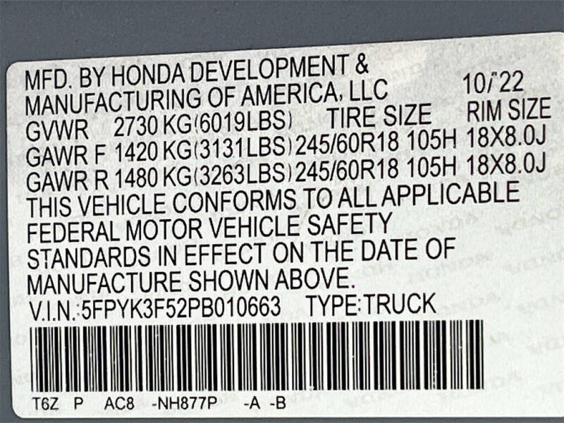 2023 Honda Ridgeline RTL