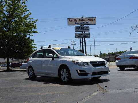 2015 Subaru Impreza for sale at FAMILY AUTO CENTER in Greenville NC