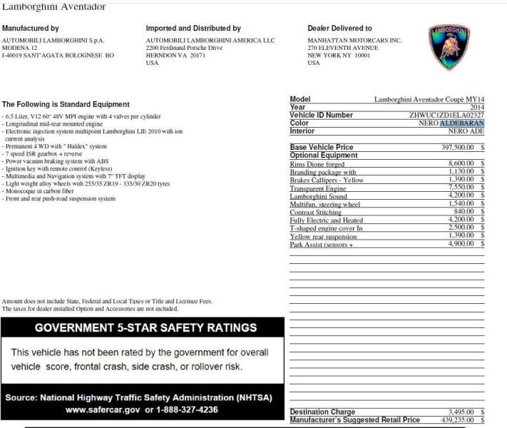 2014 Lamborghini Aventador LP 700-4