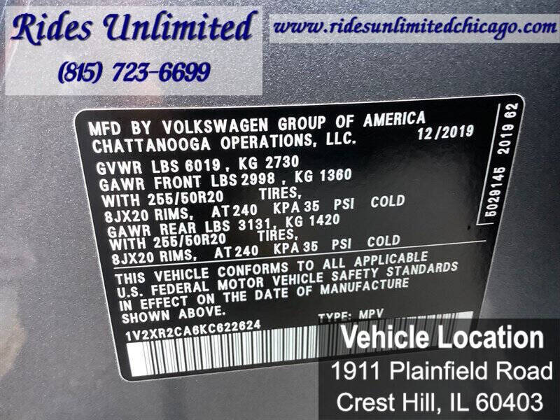 2019 Volkswagen Atlas V6 SE R-Line 4Motion