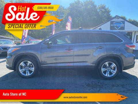 2015 Toyota Highlander for sale at Auto Store of NC in Walkertown NC