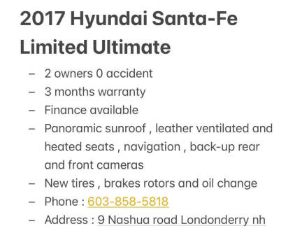 2017 Hyundai Santa Fe Limited Ultimate