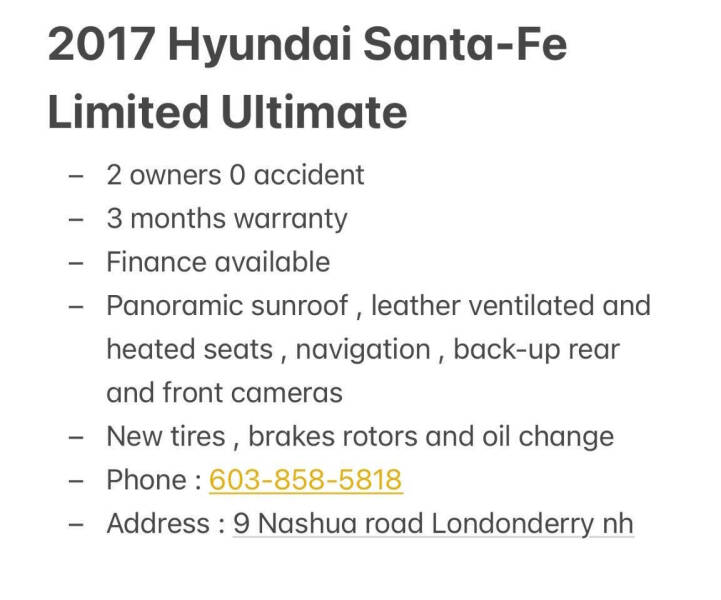 2017 Hyundai Santa Fe Limited Ultimate