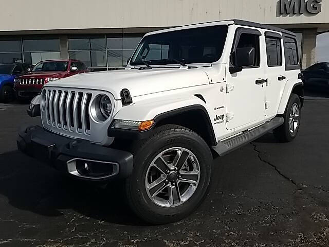 Used 2018 Jeep All-New Wrangler Unlimited Sahara with VIN 1C4HJXEG3JW169586 for sale in Bellefontaine, OH