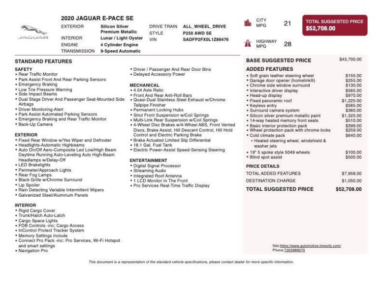 2020 Jaguar E-PACE P250 SE