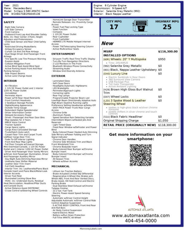 2021 Mercedes-Benz S-Class S 580 4MATIC