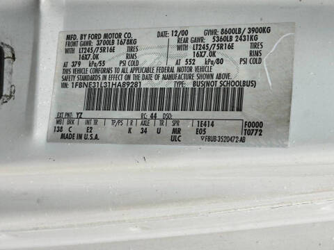 2001 Ford E-Series E-350 SD XLT