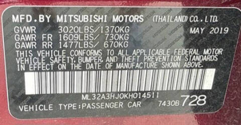 2019 Mitsubishi Mirage ES