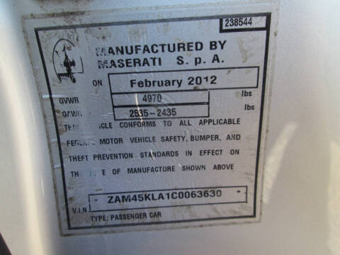 2012 Maserati GranTurismo S Automatic