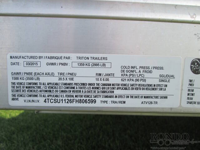 2015 Triton Aluminum Single Axle Utility A