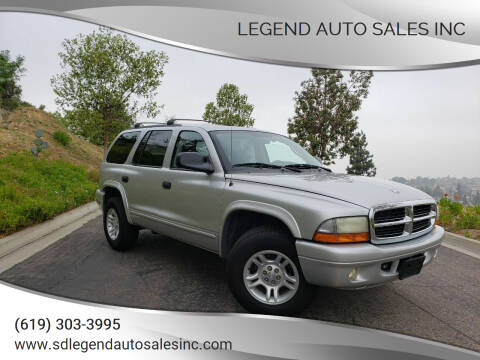 2002 Dodge Durango for sale at Legend Auto Sales Inc in Lemon Grove CA