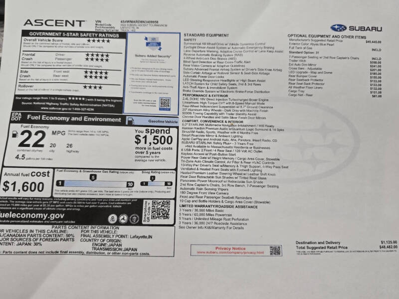 2022 Subaru Ascent Touring