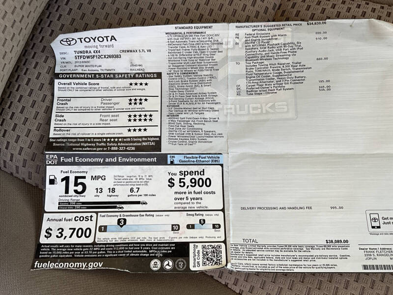 2012 Toyota Tundra Grade