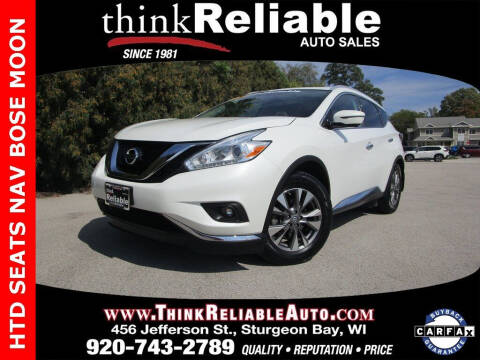 2017 Nissan Murano for sale at RELIABLE AUTOMOBILE SALES, INC in Sturgeon Bay WI
