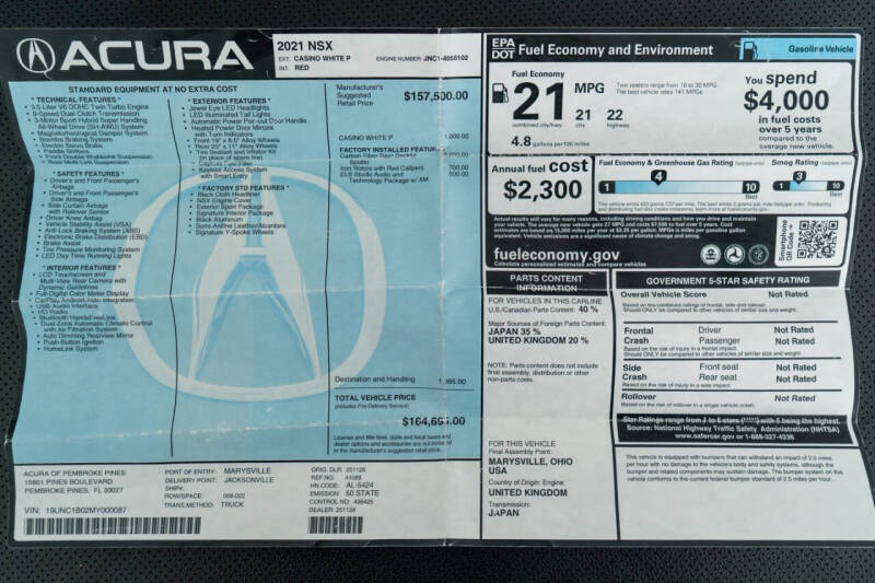 2021 Acura NSX SH-AWD Sport Hybrid