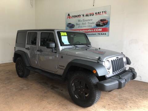 2016 Jeep Wrangler Unlimited for sale at Antonio's Auto Sales in South Houston TX