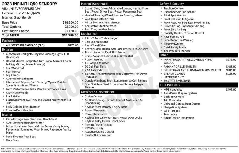 2023 Infiniti Q50 Sensory