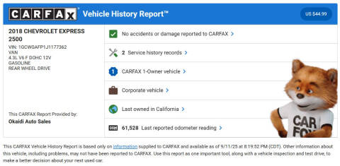 2018 Chevrolet Express 2500