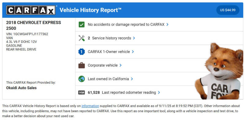 2018 Chevrolet Express 2500