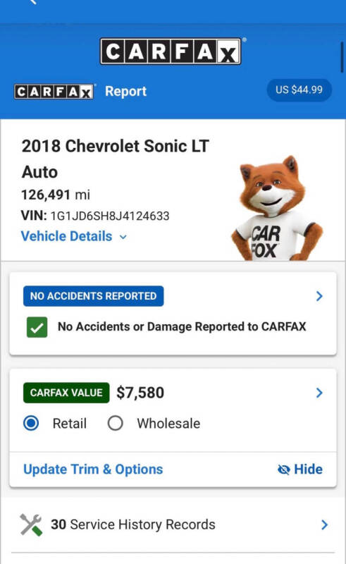 2018 Chevrolet Sonic LT Auto