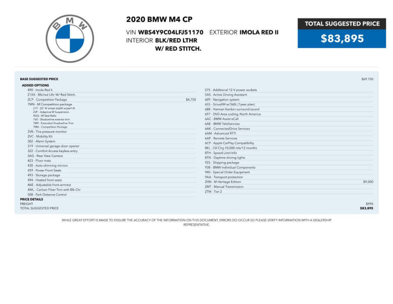 2020 BMW M4