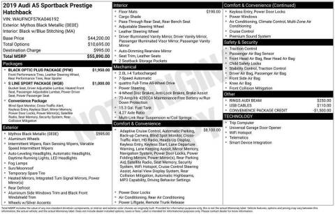 2019 Audi A5 Sportback quattro Prestige 45 TFSI