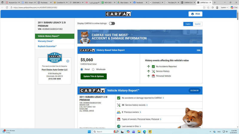 2011 Subaru Legacy 2.5i Premium