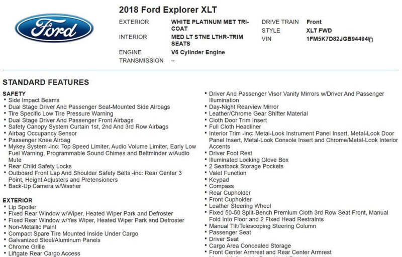 2018 Ford Explorer XLT