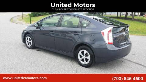 2012 Toyota Prius for sale at United Motors in Fredericksburg VA