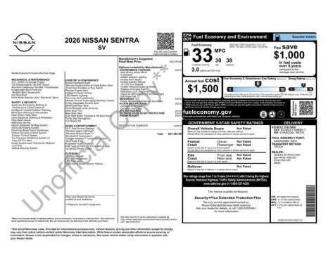 2026 Nissan Sentra SV