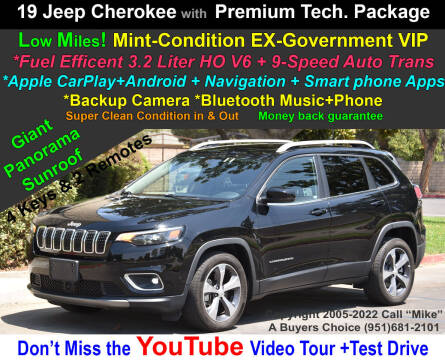2019 Jeep Cherokee for sale at A Buyers Choice in Jurupa Valley CA