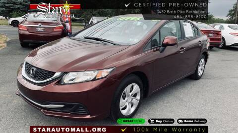2013 Honda Civic for sale at STAR AUTO MALL 512 in Bethlehem PA