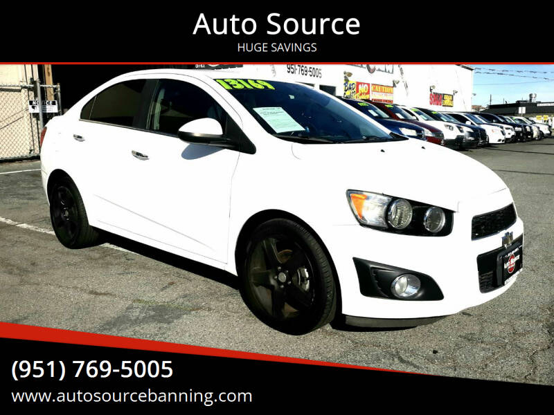 2015 Chevrolet Sonic for sale at Auto Source in Banning CA