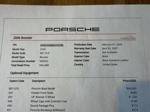 2006 Porsche Boxster