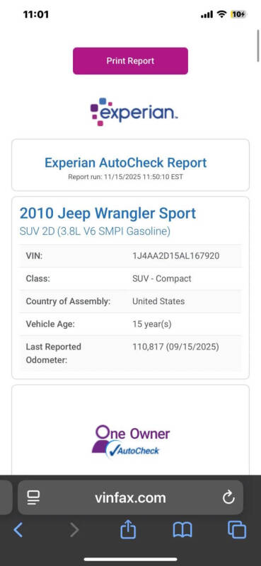2010 Jeep Wrangler Sport