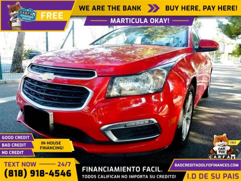 2015 Chevrolet Cruze for sale at Adolfo Finances in Los Angeles CA
